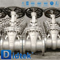 Didtek Válvula de compuerta de extremo de brida accionada por engranaje de acero inoxidable con dimensiones